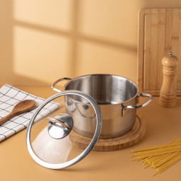 سيت قدر ستانلس ستيل لايف سمايل 5 قطع LIFE SMILE 5 Pcs Stainless Steel Cookware Set with Steam Vent Lid