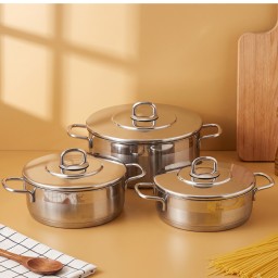 سيت تبسي قبغ ستيل 32/28/24 سم Stainless steel tray and lid set 32/28/24 cm