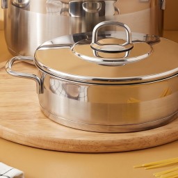 سيت تبسي قبغ ستيل 32/28/24 سم Stainless steel tray and lid set 32/28/24 cm