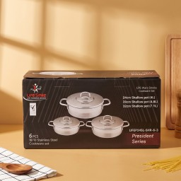 سيت تبسي قبغ ستيل 32/28/24 سم Stainless steel tray and lid set 32/28/24 cm