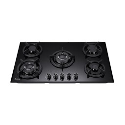 طباخ غازي بلت ان (90 سم) شعلات ووك مزدوجة - زجاج أسود Built-In Gas Hob (90 cm) Double Wok Burners - Black Glass