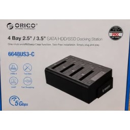 قاعدة ORICO رباعية للأقراص HDD/SSD مقاس 2.5 و3.5 بوصة مع الاستنساخ – 6648US3-C ORICO 6648US3-C 4-Bay 2.5"/3.5" SATA HDD/SSD Docking Station with Offline Clone