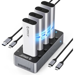 جهاز ORICO لاستنساخ أقراص M.2 NVMe SSD بأربع فتحات – IT48N-C ORICO IT48N-C 4-Bay M.2 NVMe SSD Duplicator – USB4 40Gbps
