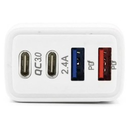 شاحن حائط JEQANG JC-76 بقدرة 40 واط مع منفذين USB ومنفذين Type-C – أبيض JEQANG JC-76 40W Fast Charger – 2×USB + 2×Type-C – White