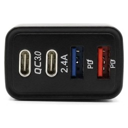 شاحن حائط JEQANG JC-76 سريع بقدرة 40 واط مع منفذين USB ومنفذين Type-C – أسود JEQANG JC-76 40W Fast Charger – 2×USB + 2×Type-C – Black