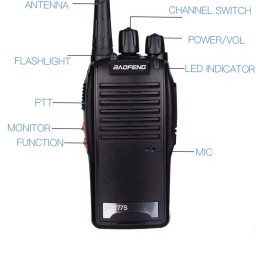 جهاز اتصال لاسلكي محمول ثنائي الاتجاه - HF/VHF، 16 قناة، بطارية ليثيوم أيون، DSP، VOX، CTCSS/DCS Portable Two-Way Radio HF/VHF Walkie Talkie, 16 Channels, Li-ion Battery, DSP, VOX, CTCSS/DCS