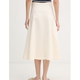 تنورة نسائية بخصر بليسه Women's Beige Skirt