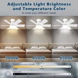 مروحة  سقف ذكية مدمجة مع اضائة للمطابخ الحارة  مع ريموت تحكم عن بعد Smart ceiling fan with built-in lighting for hot kitchens, with remote control