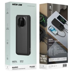 باور بانك من كرين ليون بسعة 20 الف ملي امب شحن سريع 20W PD Green Lion Nairo 20000mAh Power Bank – GL-PX41