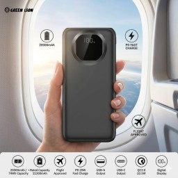 باور بانك من كرين ليون بسعة 20 الف ملي امب شحن سريع 20W PD Green Lion Nairo 20000mAh Power Bank – GL-PX41