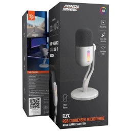 ميكروفون مكتبي احترافي من بورودو مع خاصية عزل الضوضاء Porodo Gaming ELYX RGB Condenser Microphone – PDX5MK06