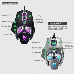 ماوس ألعاب تي وولف V10 – 7 أزرار سلكي فضي T-WOLF V10 Gaming Mouse - 7 Buttons - Wired - Silver