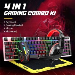 طقم ألعاب تي وولف TF240 RGB – كيبورد وماوس وسماعة وماوس باد T WOLF TF240 Gaming Combo RGB Keyboard, Mouse, Headset & Mousepad Set TF240