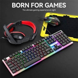 طقم ألعاب تي وولف TF240 RGB – كيبورد وماوس وسماعة وماوس باد T WOLF TF240 Gaming Combo RGB Keyboard, Mouse, Headset & Mousepad Set TF240