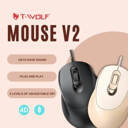 ماوس ألعاب تي وولف V2 – 3 أزرار سلكي أسود T-WOLF V2 Gaming Mouse - 3 Buttons - Wired - Black