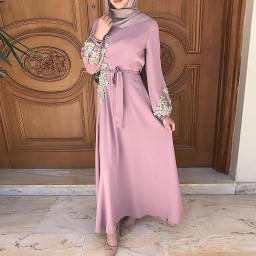 فستان طويل أنيق long hijab dress with embroidery