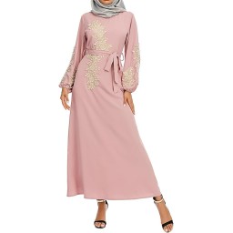 فستان طويل أنيق long hijab dress with embroidery