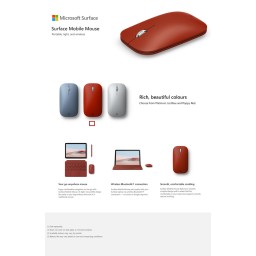 ماوس بلوتوث مايكروسوفت سيرفس KGY-00051 - أحمر خشخاش mouse