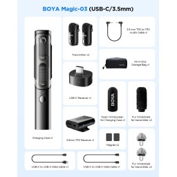 ميكروفون لاسلكي بويا ماجيك 03 قابل للتحويل ومدعوم بالذكاء الاصطناعي BOYA Magic-03 AI-Powered Transformable Wireless Microphone