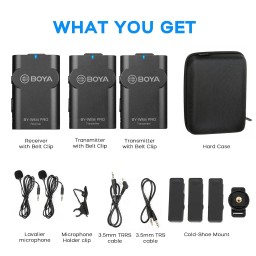 ميكروفون لاسلكي بويا BY-WM4-K2 بمرسلين BOYA BY-WM4-K2 Dual Wireless Lavalier Microphone