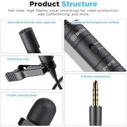ميكروفون لافاليير سلكي بويا BY-M1S BOYA BY-M1S Universal Lavalier Microphone