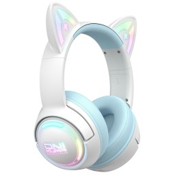 سماعة رأس لاسلكية ثلاثية الأوضاع Onikuma GT838 باللون الأبيض/الأزرق Onikuma GT838 Tri-Mode Wireless Headphone White/Blue