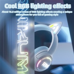سماعة رأس لاسلكية ثلاثية الأوضاع Onikuma GT838 باللون الأبيض/الأزرق Onikuma GT838 Tri-Mode Wireless Headphone White/Blue