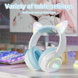 سماعة رأس لاسلكية ثلاثية الأوضاع Onikuma GT838 باللون الأبيض/الأزرق Onikuma GT838 Tri-Mode Wireless Headphone White/Blue