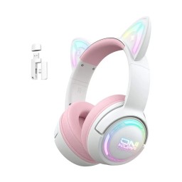 سماعة رأس لاسلكية ثلاثية الأوضاع Onikuma GT838 (أبيض/وردي) Onikuma GT838 Tri-Mode Wireless Headphone (White/Pink)