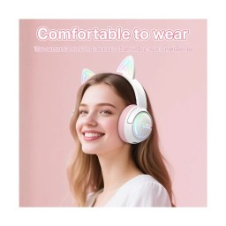 سماعة رأس لاسلكية ثلاثية الأوضاع Onikuma GT838 (أبيض/وردي) Onikuma GT838 Tri-Mode Wireless Headphone (White/Pink)