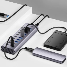 موزع UNITEK USB ‏10 منافذ مع مفتاح تشغيل مستقل لكل منفذ ومؤشرات LED UNITEK 10-in-1 USB Hub with Individual On/Off Switches & LED Indicators