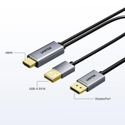 كابل UNITEK نشط من HDMI إلى DisplayPort بدقة 4K@60Hz – طول 1.8 متر UNITEK HDMI to DisplayPort 4K Cable 1.8M – V1714AGY01UNITEK HDMI to DisplayPort 4K Cable 1.8M – V1714AGY01