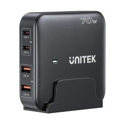 محطة شحن مكتبية UNITEK GaN III بقدرة 70 واط مع 4 منافذ USB UNITEK 70W Desktop GaN Charging Station – P1228A