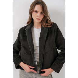 جاكيت نسائي قصير من الكاشيه 0725 - أنثراسيت Women's Short Cachet Jacket 0725 - Anthracite