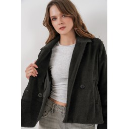 جاكيت نسائي قصير من الكاشيه 0725 - أنثراسيت Women's Short Cachet Jacket 0725 - Anthracite