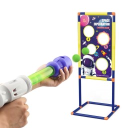 مجموعة لعبة التصويب بالفضاء مع مسدسين وقاعدة هدف وشباك نقاط وكرات إسفنجية Space Exploration Shooting Target Game Set with 2 Air Guns & Foam Balls
