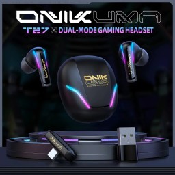 سماعات أذن لاسلكية ثنائية الوضع ONIKUMA T27 (BT 5.3، IPX4، شاشة LED) ONIKUMA T27 Dual-Mode Wireless Earbuds – Bluetooth 5.3, | IPX4 - LED Display