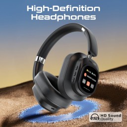 سماعات رأس هجينة عالية الدقة ووحدة تحكم بشاشة LCD تعمل باللمس High-definition hybrid headphones and touchscreen LCD controller