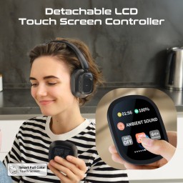 سماعات رأس هجينة عالية الدقة ووحدة تحكم بشاشة LCD تعمل باللمس High-definition hybrid headphones and touchscreen LCD controller