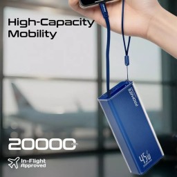 بنك طاقة بروميت بسعة 20000 مللي أمبير مع شحن سريع USB-C PD بقوة 45 واط، Promate 20000mAh Power Bank with 45W USB-C PD Fast Charging,
