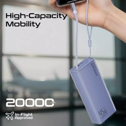 بنك طاقة بروميت بسعة 20000 مللي أمبير مع شحن سريع USB-C PD بقوة 45 واط، Promate 20000mAh Power Bank with 45W USB-C PD Fast Charging,
