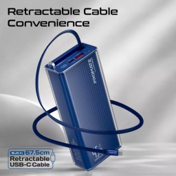بنك طاقة بروميت بسعة 20000 مللي أمبير مع شحن سريع USB-C PD بقوة 45 واط، Promate 20000mAh Power Bank with 45W USB-C PD Fast Charging,