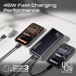 بنك طاقة بروميت بسعة 20000 مللي أمبير مع شحن سريع USB-C PD بقوة 45 واط، Promate 20000mAh Power Bank with 45W USB-C PD Fast Charging,