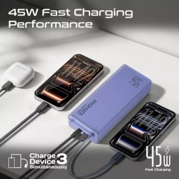 بنك طاقة بروميت بسعة 20000 مللي أمبير مع شحن سريع USB-C PD بقوة 45 واط، Promate 20000mAh Power Bank with 45W USB-C PD Fast Charging,