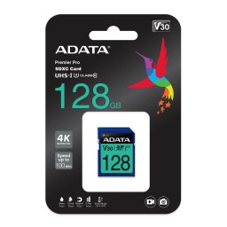 بطاقة ذاكرة ADATA Premier Pro SDXC سعة 128GB – UHS-I ADATA Premier Pro SDXC UHS-I Memory Card – 128GB