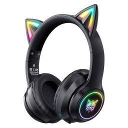 سماعة ألعاب بلوتوث Onikuma B90 RGB بتصميم أذن قطة (أسود headphones