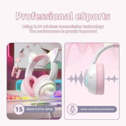 سماعة رأس أونيكوما GT838 ثنائية في واحد (وردي-أبيض) headphones