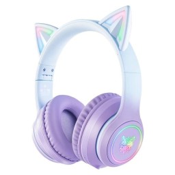 سماعة ألعاب بلوتوث Onikuma B90 RGB بتصميم أذن قطة (بنفسجي headphones