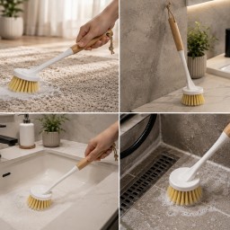 فرشاة تنظيف متعددة الاستخدامات بمقبض خشبي Long Handle Bamboo Cleaning Brush