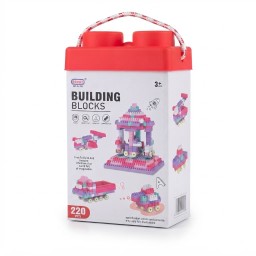 صندوق مكعبات بناء وتجميع تعليمية للأطفال (220 قطعة) بتصميم حقيبة عملية 220 Pcs Kids Educational Building Blocks Toy Set with Storage Box